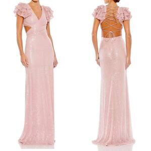 Mac Duggal Sequined Cut Out Lace Back Gown 10829 - Size 8 NWT $598 Ruffle Prom